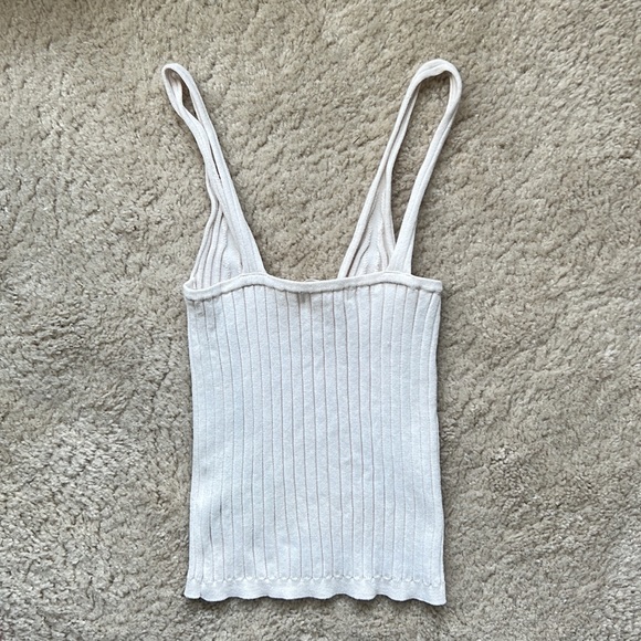 H&M Cream Ribbed Sweater V-Neck Tank - XS - Picture 4 of 4